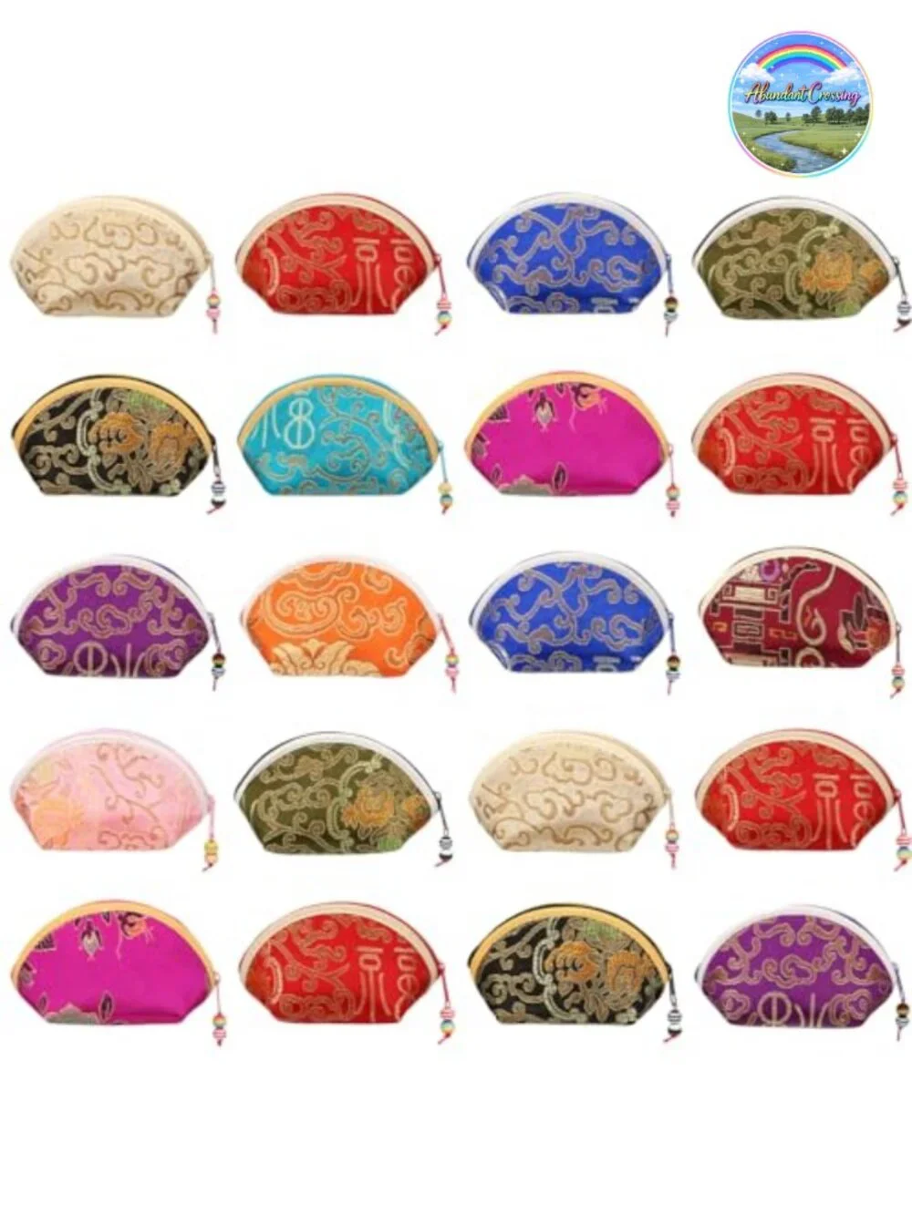 20 pc Chinese Silk Embroidered Zipper Jewelry Bag Coin Purse Gift Pouch